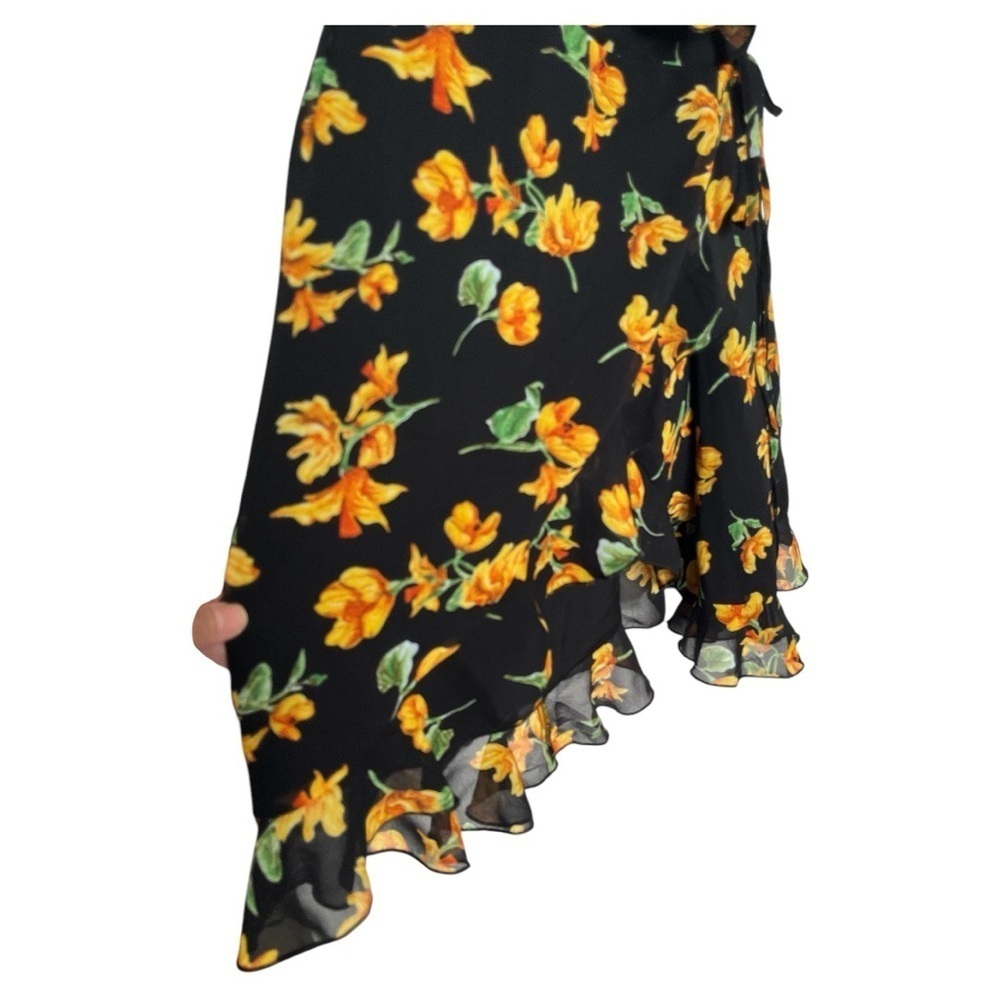 TOPSHOP black floral wrap minidress size 8 NWT B-17 - Picture 4 of 7